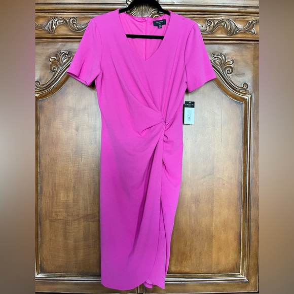 Tahari ASL Dresses & Skirts - ‼️HOST PICK‼️ Tahari NWT Crepe Lined Faux Knotted Waist Shirt Sleeve Dress